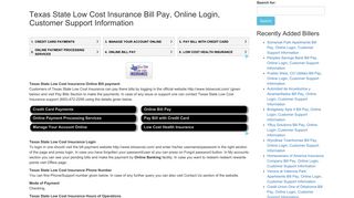 Texas State Low Cost Insurance Bill Pay, Online Login, Customer ...