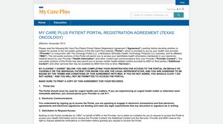 MY CARE PLUS PATIENT PORTAL REGISTRATION AGREEMENT ...