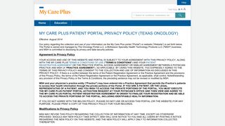 MY CARE PLUS PATIENT PORTAL PRIVACY POLICY (TEXAS ...