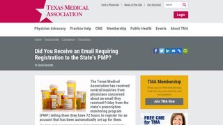 Did You Receive an Email Requiring Registration to the State's PMP?