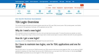 TEA Login Overview - The Texas Education Agency