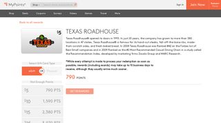 Texas Roadhouse - MyPoints: Your Daily Rewards Program