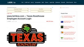 www.txrhlive.com - Texas Roadhouse Employee Account Login