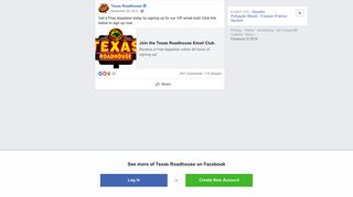 Texas Roadhouse - Get a Free Appetizer today by signing up ...