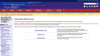 Corporations Section Forms - Texas Secretary of State - Texas.gov