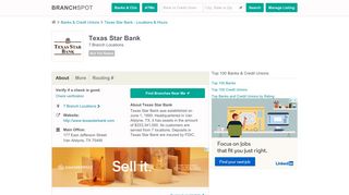 Texas Star Bank - 7 Locations, Hours, Phone Numbers … - Branchspot