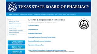 License Verifications - Texas State Board of Pharmacy