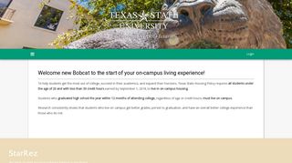 Texas State StarRez Housing Portal
