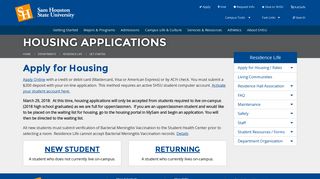 Housing Applications | Residence Life | Sam Houston State University