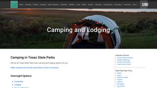 Camping and Lodging — Texas Parks & Wildlife Department