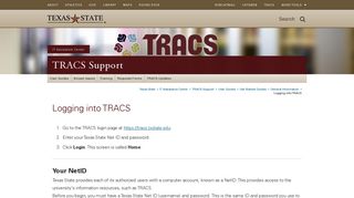 Logging into TRACS : TRACS Support : Texas State University