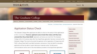 Application Status Check : The Graduate College : Texas State ...