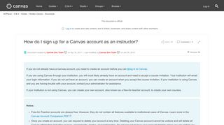 How do I sign up for a Canvas account as an ins... | Canvas LMS ...
