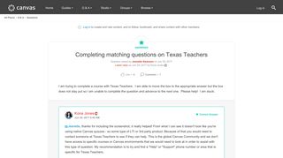 Completing matching questions on Texas Teachers | Canvas LMS Community