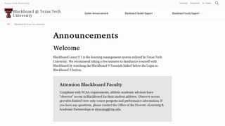 Announcements | Blackboard @ Texas Tech University | TTU