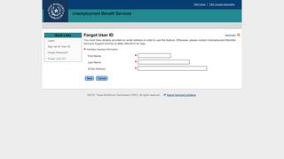 Forgot User ID - Texas Workforce Commission