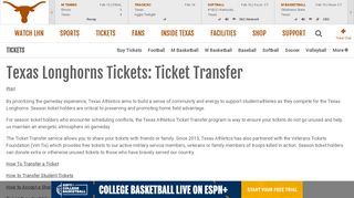 Texas Longhorns Tickets: Ticket Transfer - University of Texas ...