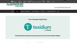 Texidium eReader | Course Material Services - Algonquin College