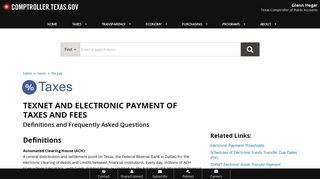 TEXNET and Electronic Payment of Taxes and Fees - Texas Comptroller