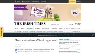 Chevron acquisition of Texoil to go ahead - The Irish Times