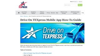 Drive On TEXpress Mobile App How-To Guide | TEXpress Lanes