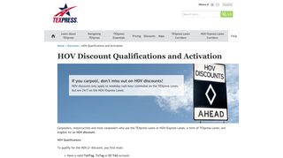 HOV Discount Qualifications and Activation | TEXpress Lanes
