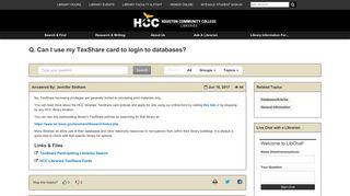 Q. Can I use my TexShare card to login to databases? - Ask A Librarian