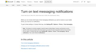 Turn on text messaging notifications - Outlook - Office Support