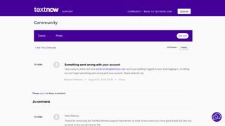 Something went wrong with your account – TextNow Support