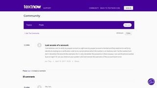 Lost access of a account. – TextNow Support