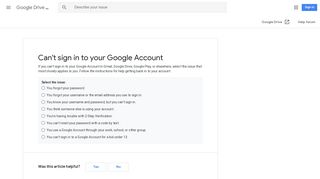 Can't sign in to your Google Account - Google Drive Help