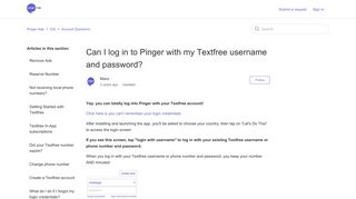 Can I log in to Pinger with my Textfree username and password ...