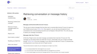 Retrieving conversation or message history – Pinger help