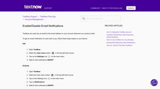 Enable/Disable Email Notifications – TextNow Support