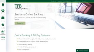 Business Online Banking | The Fauquier Bank - Northern Virginia