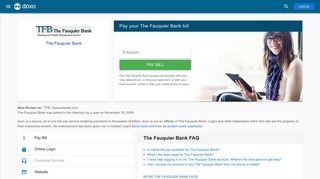 The Fauquier Bank (TFB): Login, Bill Pay, Customer Service and Care ...