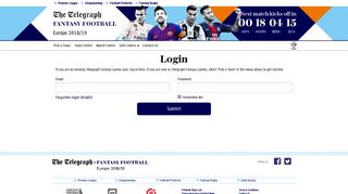 Login - Telegraph Fantasy Football Champions League