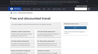 Free and discounted travel - Transport for London - TfL