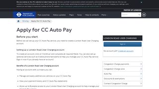 Apply for CC Auto Pay - Transport for London