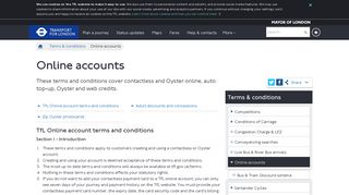 Online accounts - Transport for London