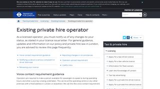 Existing private hire operator - Transport for London - TfL