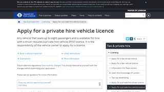 Apply for a private hire vehicle licence - Transport for London - TfL