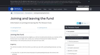 Joining and leaving the fund - Transport for London - TfL