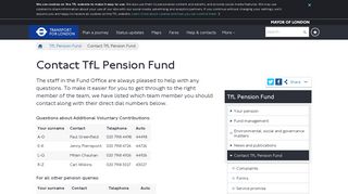 Contact TfL Pension Fund - Transport for London