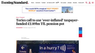 Tories call to axe 'over-inflated' taxpayer-funded £2.89bn TfL pension pot