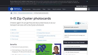 11-15 Zip Oyster photocards - Transport for London - TfL