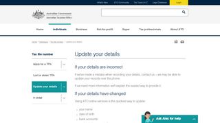 Update your details | Australian Taxation Office