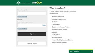 myGov: Sign-in