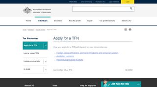 Apply for a TFN | Australian Taxation Office