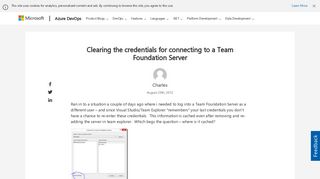 Clearing the credentials for connecting to a Team Foundation Server ...